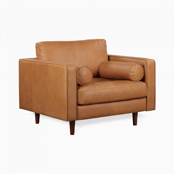 Modern Velvet Arm Leather Chaise Lounge Chair com banquinho otomano 0