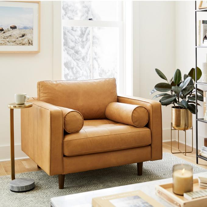 Modern Velvet Arm Leather Chaise Lounge Chair com banquinho otomano 5