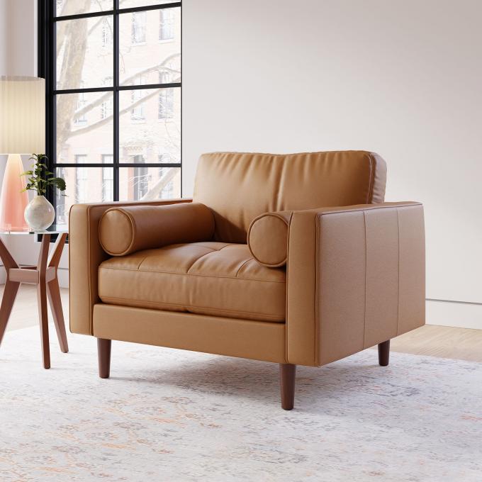 Modern Velvet Arm Leather Chaise Lounge Chair com banquinho otomano 6