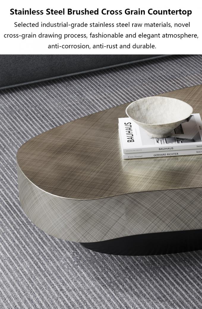 Tabela de café redonda contemporânea de aço inoxidável com base metálica 5