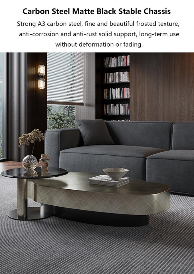 Tabela de café redonda contemporânea de aço inoxidável com base metálica 6