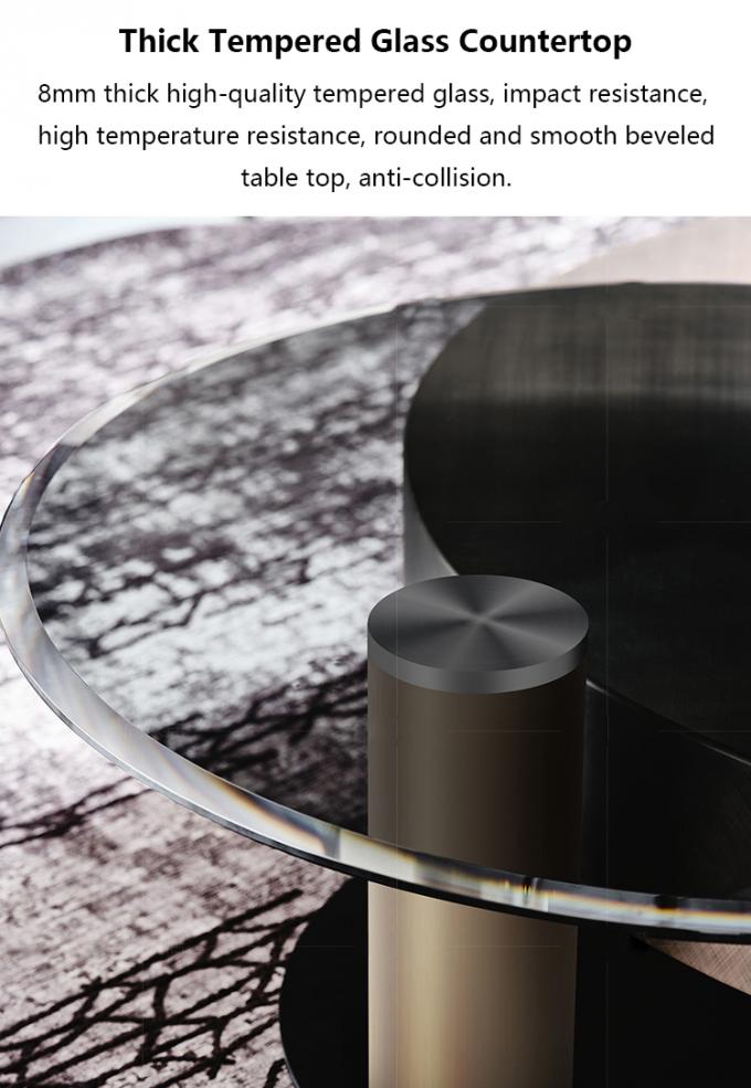 Tabela de café redonda contemporânea de aço inoxidável com base metálica 7