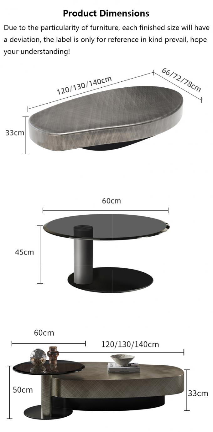 Tabela de café redonda contemporânea de aço inoxidável com base metálica 8