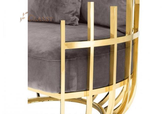 Eichholtz Santorini Velvet Sofá único Assento de cadeira com estrutura e pernas de aço inoxidável 5
