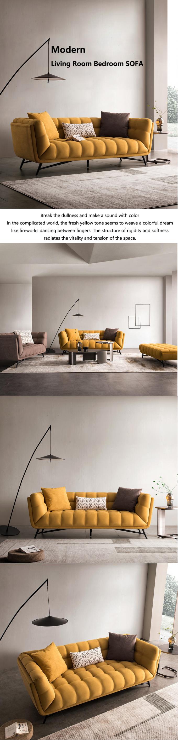 Sofá de cama de cama de cama de cama de veludo amarelo 1