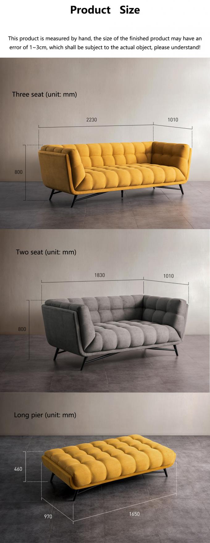 Sofá de cama de cama de cama de cama de veludo amarelo 4