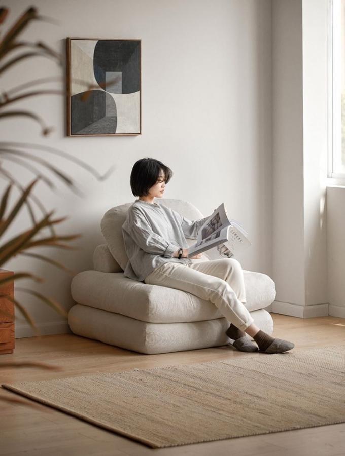 Sofá-cama reclinável convertível Tatami com tecido de veludo 8