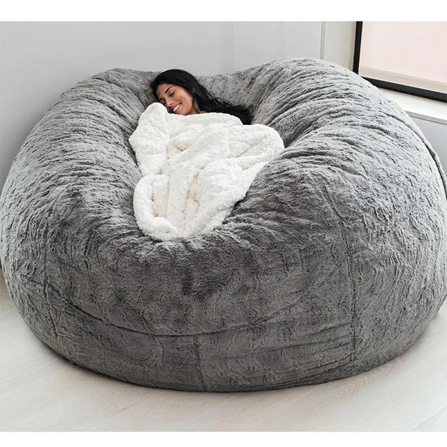 Outdoor 7Ft Saco de feijão gigante cadeira de salão Macia Falsa Pele Tecido EPS preencher 7