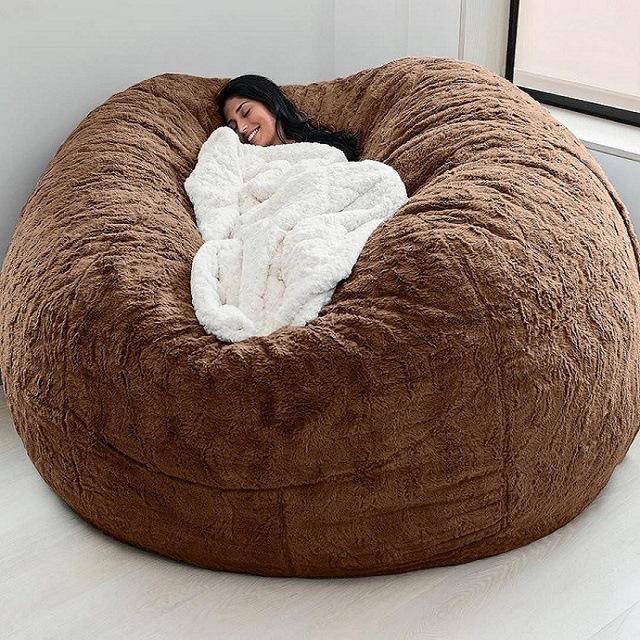 Outdoor 7Ft Saco de feijão gigante cadeira de salão Macia Falsa Pele Tecido EPS preencher 8