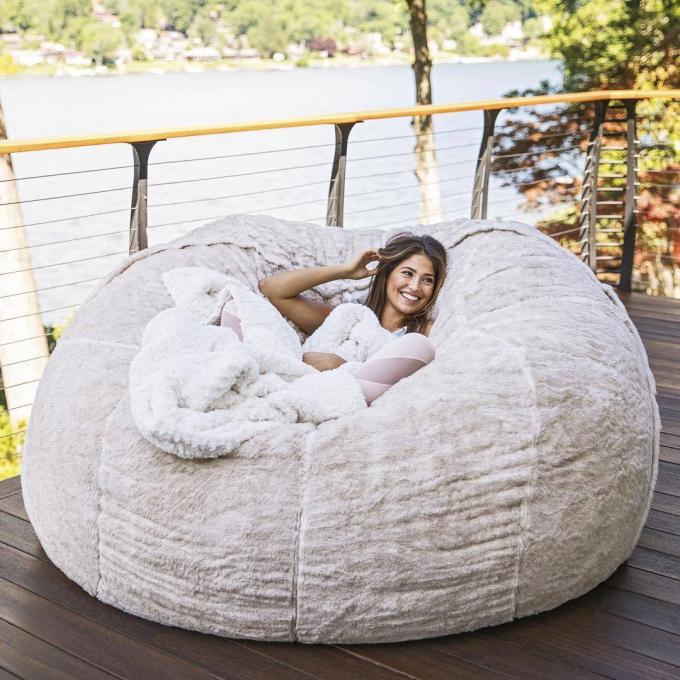 Outdoor 7Ft Saco de feijão gigante cadeira de salão Macia Falsa Pele Tecido EPS preencher 9