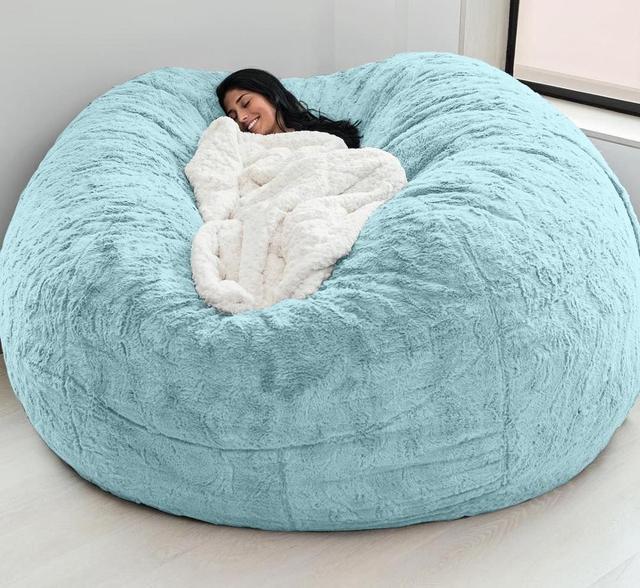 Outdoor 7Ft Saco de feijão gigante cadeira de salão Macia Falsa Pele Tecido EPS preencher 12