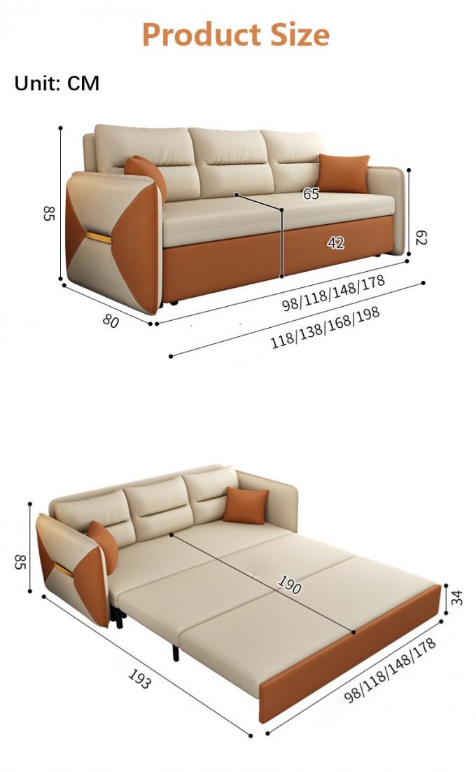 Mobiliário de sala de estar Sofá conversível Cama Loveseat Sleeper Cobertura de tecido 7