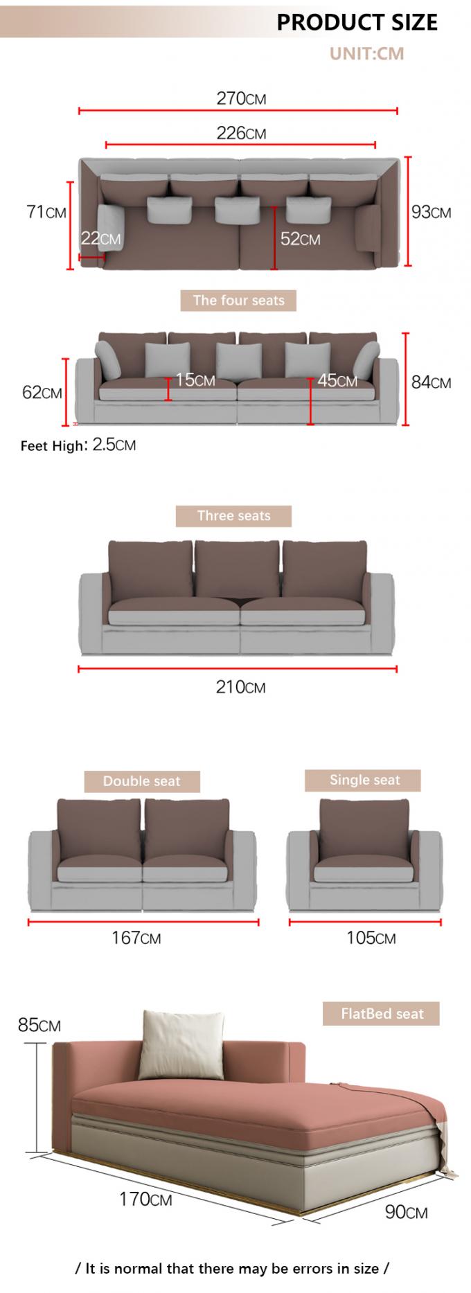 Sofá de madeira maciça de teca de 7 lugares Lounge modular com estofamento de couro 8