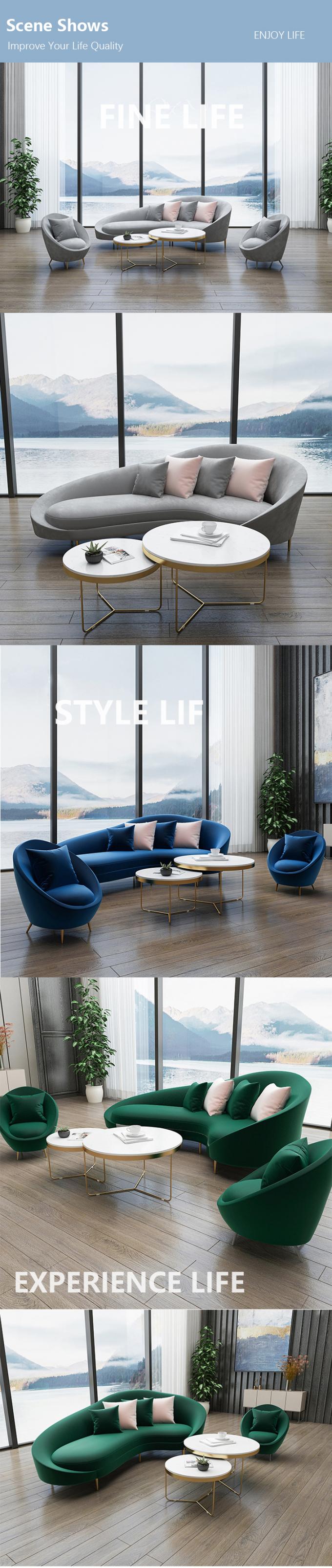 Silla de recepção com tamanho personalizado e sofá de veludo de três lugares 5