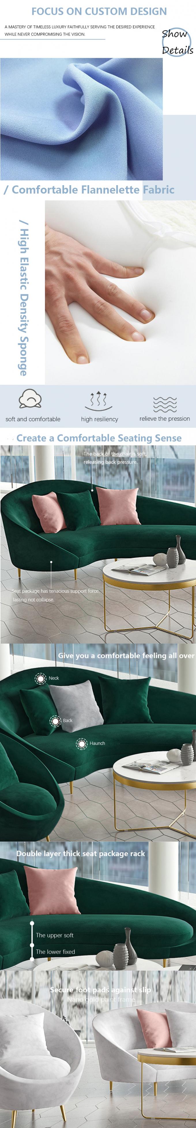 Silla de recepção com tamanho personalizado e sofá de veludo de três lugares 6