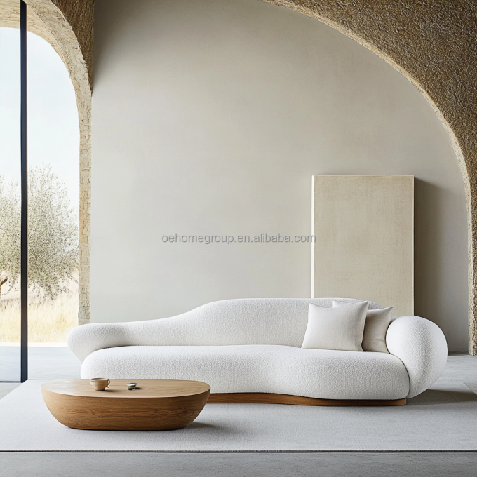 NO Sofá seccional de design moderno inflável com estilo de canto e tecido de veludo modular curvo 6