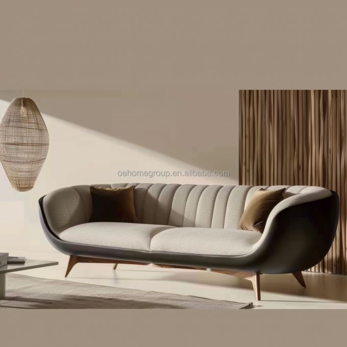 Sofá Moderno Estofado de 2 e 3 Lugares, Luxo Leve, Sala de Estar, Sofás Loveseat, Conjunto de Sofás de Couro, Mobiliário 1