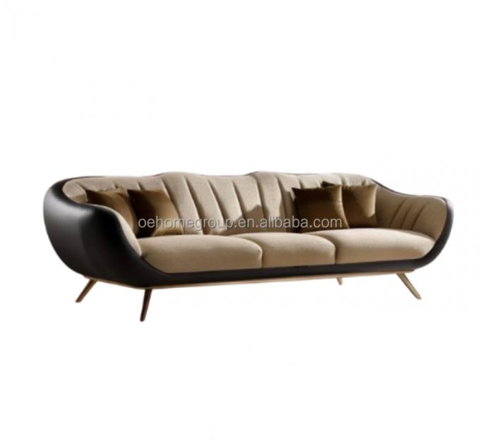 Sofá Moderno Estofado de 2 e 3 Lugares, Luxo Leve, Sala de Estar, Sofás Loveseat, Conjunto de Sofás de Couro, Mobiliário 3