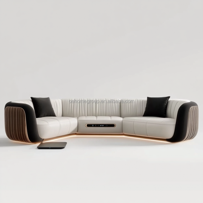 Sofá Moderno Estofado de 2 e 3 Lugares, Luxo Leve, Sala de Estar, Sofás Loveseat, Conjunto de Sofás de Couro, Mobiliário 2