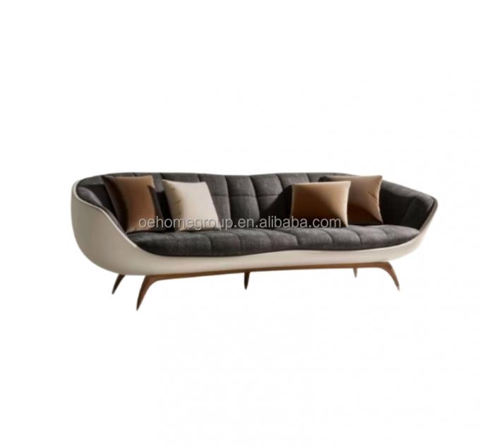 Sofá Moderno Estofado de 2 e 3 Lugares, Luxo Leve, Sala de Estar, Sofás Loveseat, Conjunto de Sofás de Couro, Mobiliário 4