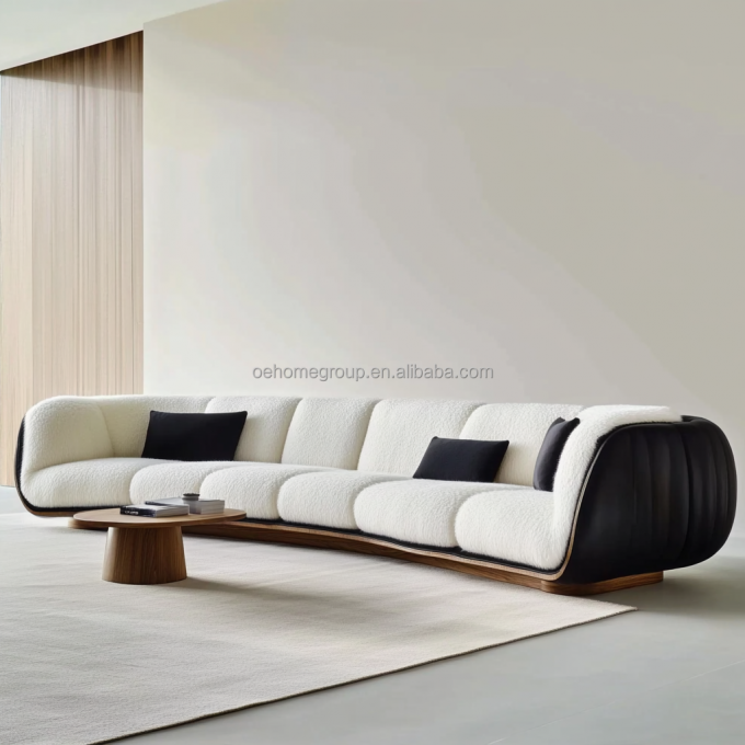 Sofá Moderno de 3 lugares, Macio, para Sala de Estar, Sofá de Canto, Tecido Bouclé, Branco, Móveis, Material de Enchimento: ESPUMA 3