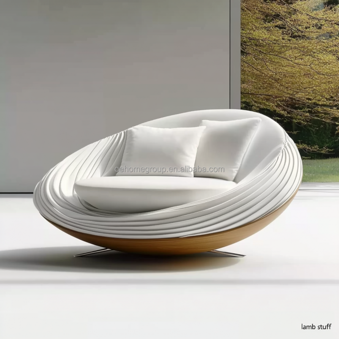 Sofá Modular Curvo de Luxo de Design Moderno Base de Madeira de Noz 2 Reclinável Para Mobiliário de Quarto de Hotel e Design de Interiores 4