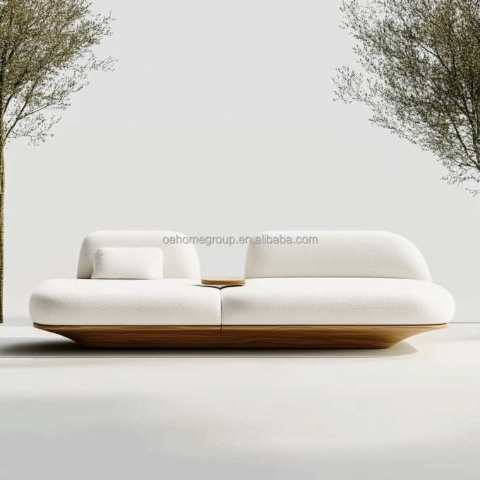 Sofá Modular Curvo de Luxo de Design Moderno Base de Madeira de Noz 2 Reclinável Para Mobiliário de Quarto de Hotel e Design de Interiores 5