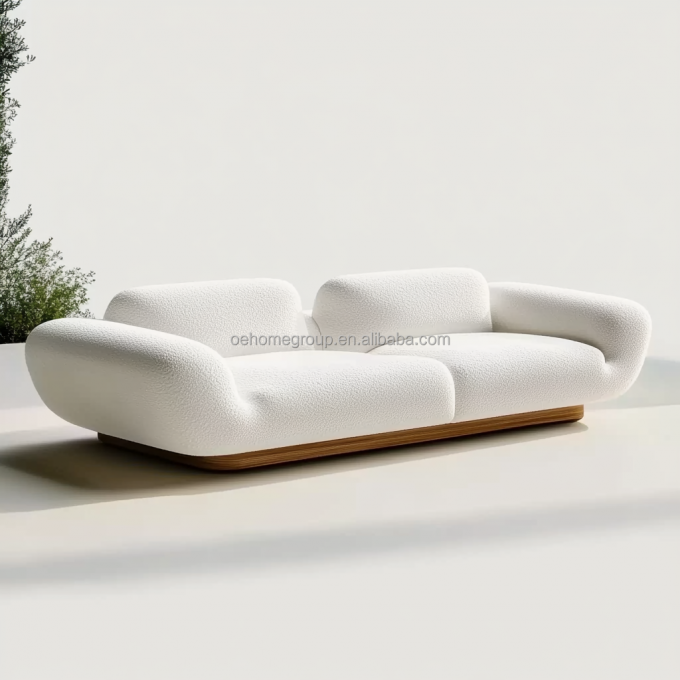 Sofá Modular Curvo de Luxo de Design Moderno Base de Madeira de Noz 2 Reclinável Para Mobiliário de Quarto de Hotel e Design de Interiores 6