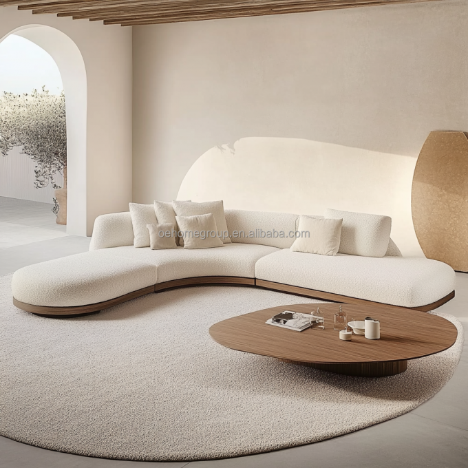 2 Sofá reclinável de cor de nozes em estilo japonês Wabi-sabi para design de sala de estar moderna e conjunto de móveis domésticos 2