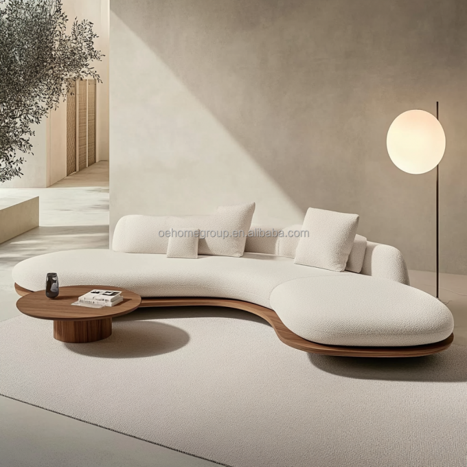 2 Sofá reclinável de cor de nozes em estilo japonês Wabi-sabi para design de sala de estar moderna e conjunto de móveis domésticos 6