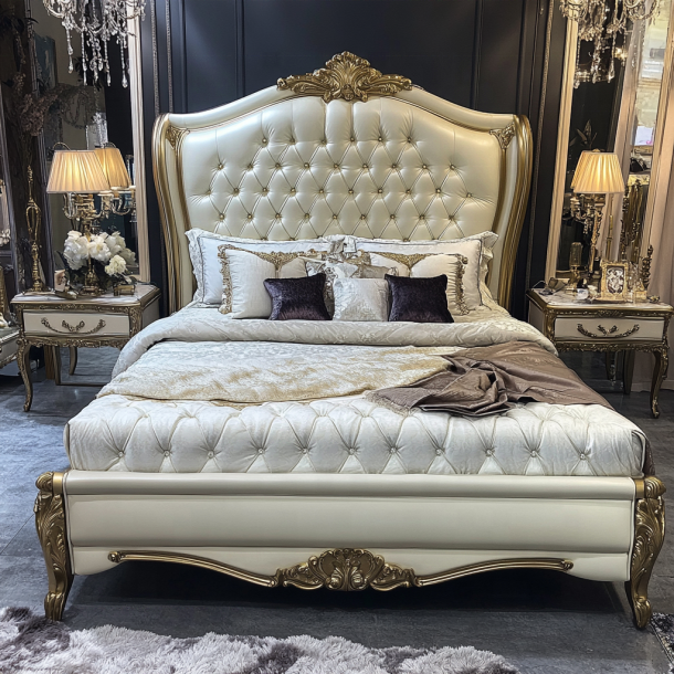 Casa Mobiliário de quarto King Size Design moderno Camas duplas de luxo com tamanhos personalizados 4