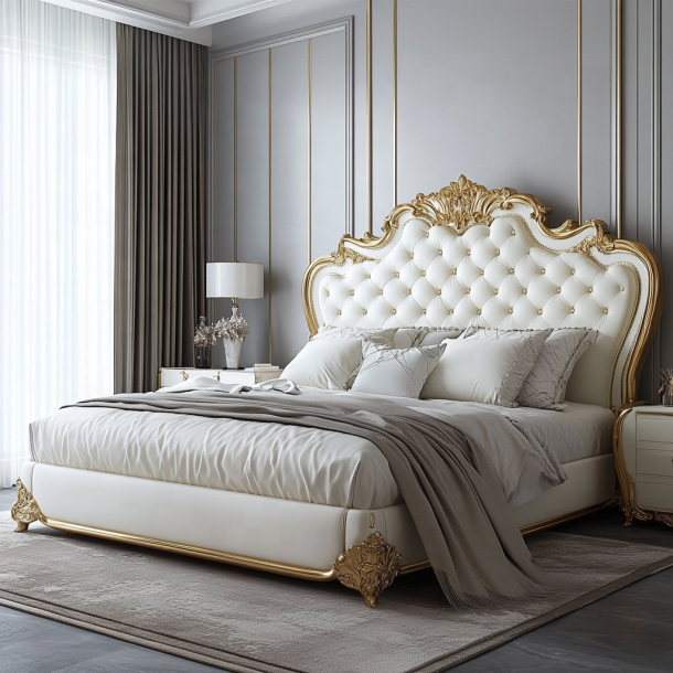Casa Mobiliário de quarto King Size Design moderno Camas duplas de luxo com tamanhos personalizados 5