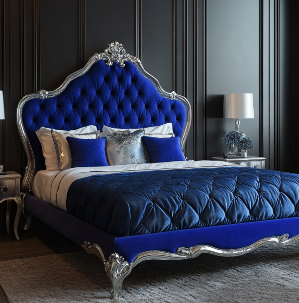 Conjunto de Mobiliário de Quarto Clássico Elegante com Cabeceira Espelhada King Size e Material MDF Moderno 3