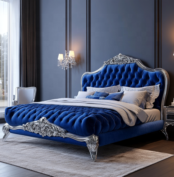 Conjunto de Mobiliário de Quarto Clássico Elegante com Cabeceira Espelhada King Size e Material MDF Moderno 4