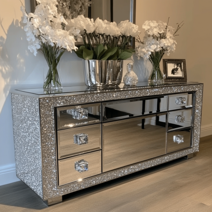 Conjunto de Suporte de TV Personalizado Design Mais Recente Console de TV Espelhado Para Decoração de Casa de Luxo Moderna e Suportes de TV de Madeira para Sala de Estar 3