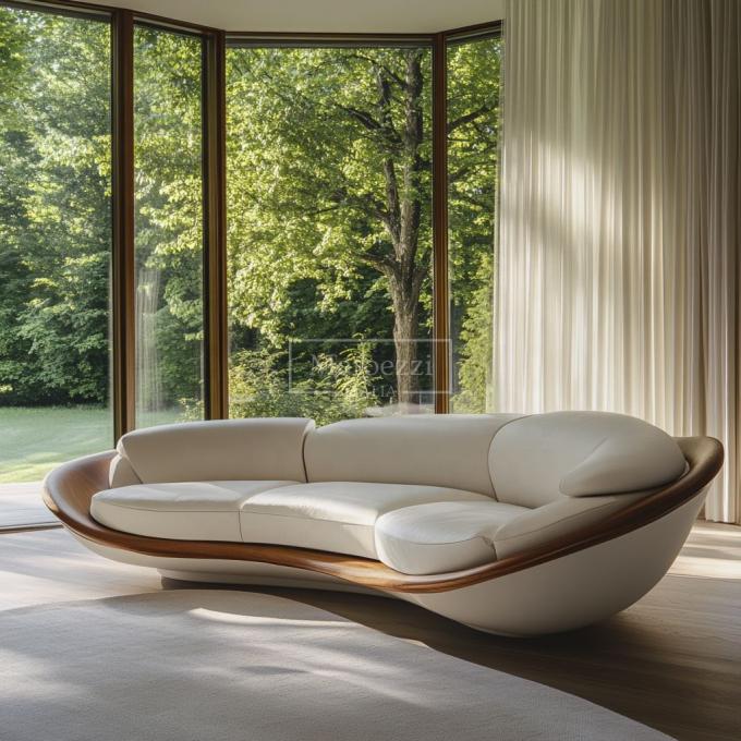 Sala de estar / móveis modernos de escritório modular de dois lugares Sofá conjunto feito de couro de madeira para decoração de casa de luxo 3