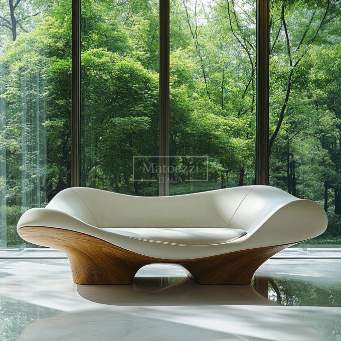 Sala de estar / móveis modernos de escritório modular de dois lugares Sofá conjunto feito de couro de madeira para decoração de casa de luxo 4