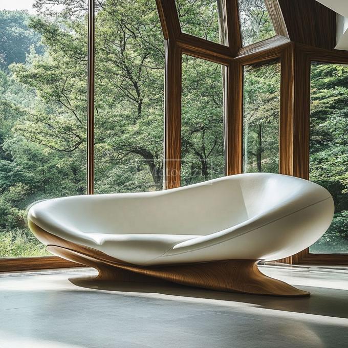 Sala de estar / móveis modernos de escritório modular de dois lugares Sofá conjunto feito de couro de madeira para decoração de casa de luxo 5