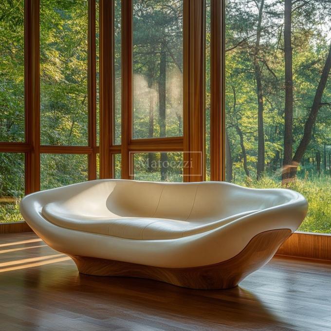 Sala de estar / móveis modernos de escritório modular de dois lugares Sofá conjunto feito de couro de madeira para decoração de casa de luxo 6