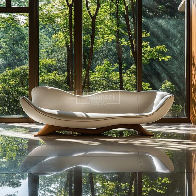 Sala de estar / móveis modernos de escritório modular de dois lugares Sofá conjunto feito de couro de madeira para decoração de casa de luxo 7