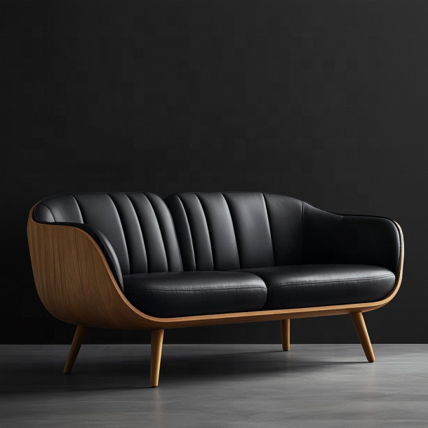 Elegante sofá seccional de madeira designers italianos sala de estar moderna casa de campo com luxo couro genuíno e móveis 4