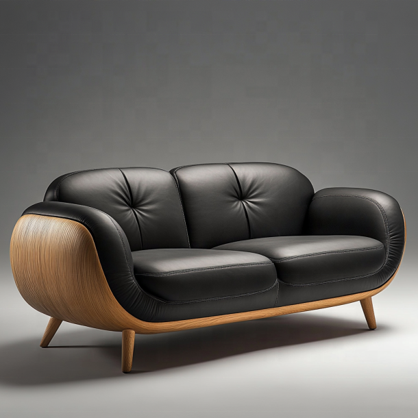 Elegante sofá seccional de madeira designers italianos sala de estar moderna casa de campo com luxo couro genuíno e móveis 5