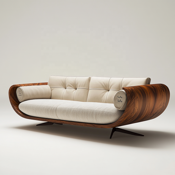 Elegante sofá seccional de madeira designers italianos sala de estar moderna casa de campo com luxo couro genuíno e móveis 6