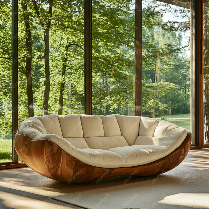 Conjunto de Sofá Moderno Personalizavel com Arte de Sala Simples Pernas de Madeira E Esquina Para Criar Uma Atmosfera Relaxante 2