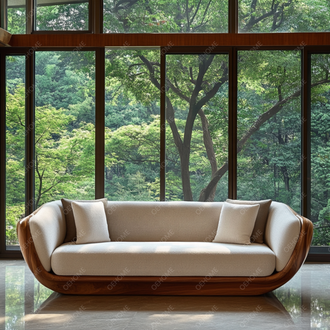 Conjunto de Sofá Moderno Personalizavel com Arte de Sala Simples Pernas de Madeira E Esquina Para Criar Uma Atmosfera Relaxante 4