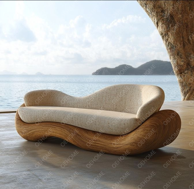 Mobiliário de jardim curvo Sala de estar Sofá de madeira com design moderno e opções personalizáveis 4