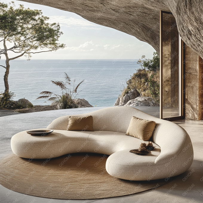 Mobiliário de jardim curvo Sala de estar Sofá de madeira com design moderno e opções personalizáveis 5