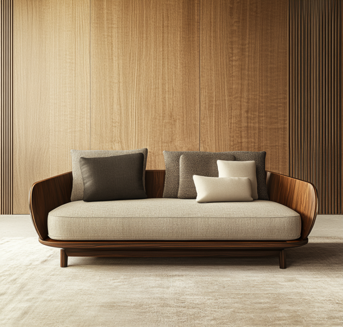 Sofá Combinado de Couro Moderno Italiano para Sala de Estar com Design Europeu Elegante em Madeira e Enchimento de Esponja 4