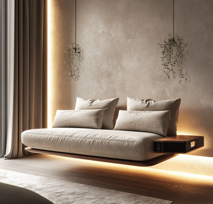 Sofá Combinado de Couro Moderno Italiano para Sala de Estar com Design Europeu Elegante em Madeira e Enchimento de Esponja 7