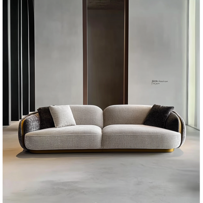 Sofá de madeira de luxo minimalista moderno Conjunto de meio círculo Designer Sofá curvo redondo para jantar Oficina de vida 2
